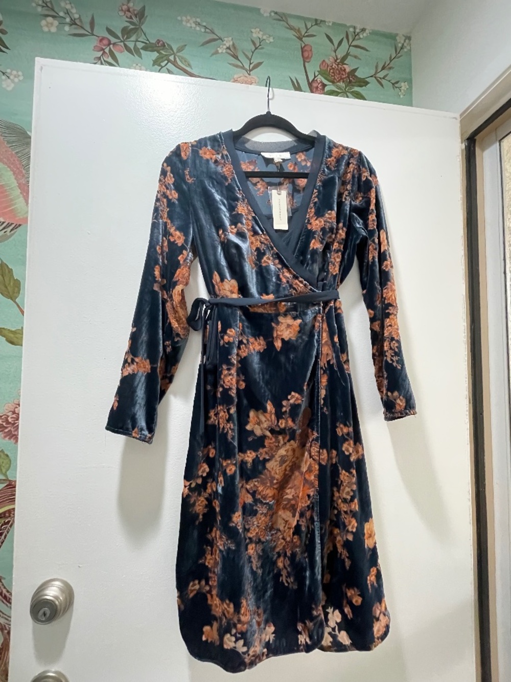 Anthropologie velvet burnout wrap dress NWT